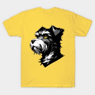 Stunning and Cool Cesky Terrier Monochrome and Gold Portrait for Father's Day T-Shirt